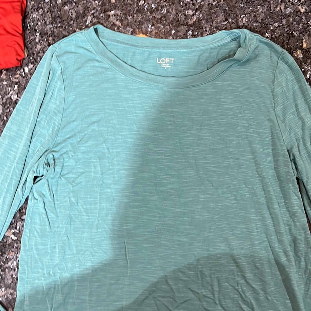 Loft Outlet 3/4 sleeve shirt. Aqua blue/turquoise colored, size large.
